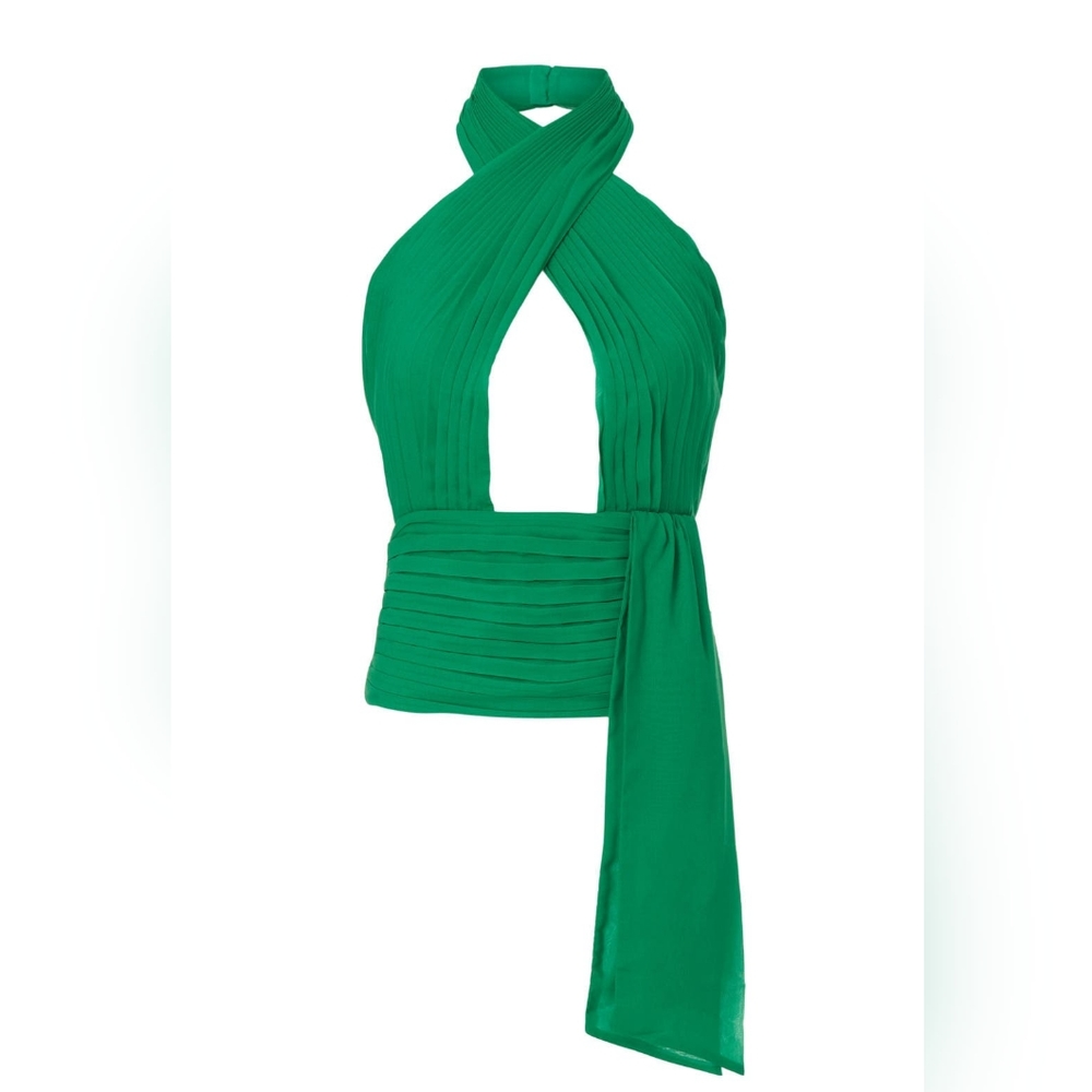 🩹 De La Vali Green Pareo Top, Sz 16